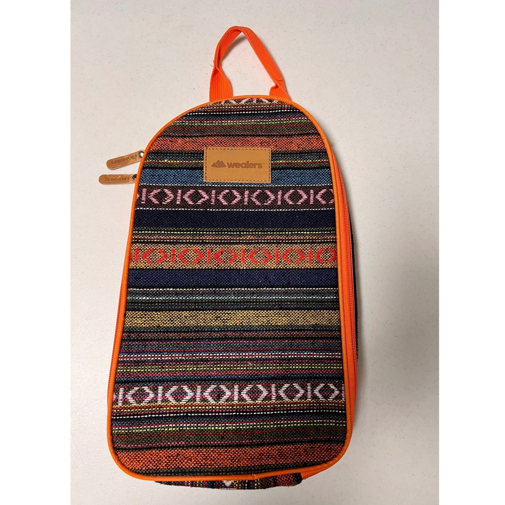 Wealers Travel Utensil Organizer Case Woven Geometric Multi-Color Camping Pouch